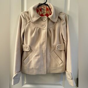 Tulle Mini Pea Coat in Cream